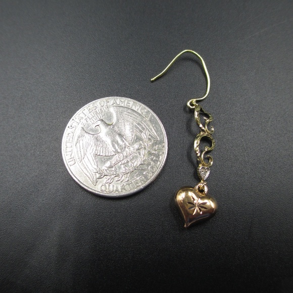Sterling Dangle Heart Star Diamond Earrings - Picture 3 of 3